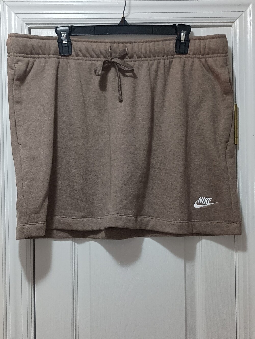Nike Tan Drawstring Fleece Skirt with White Swoosh New With Tags